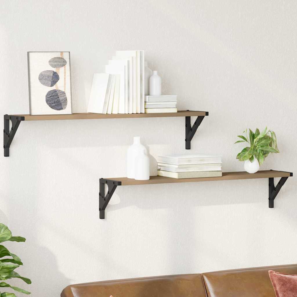Wall Shelves with Shelf 2 pcs Artisan Oak 80 x 15 x 15.5 cm