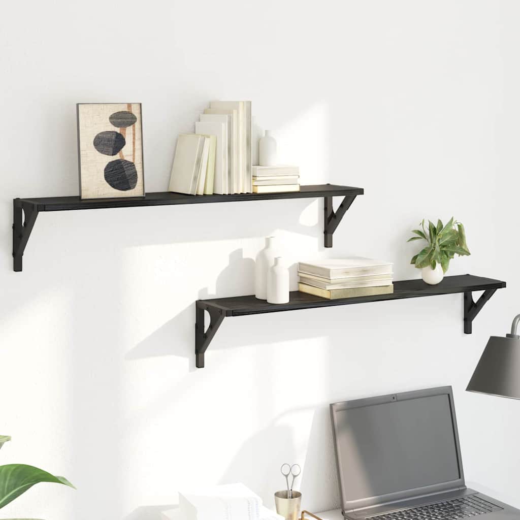 Wall Shelves 2 pcs Black Oak 80 x 15 x 15.5 cm Engineered Wood