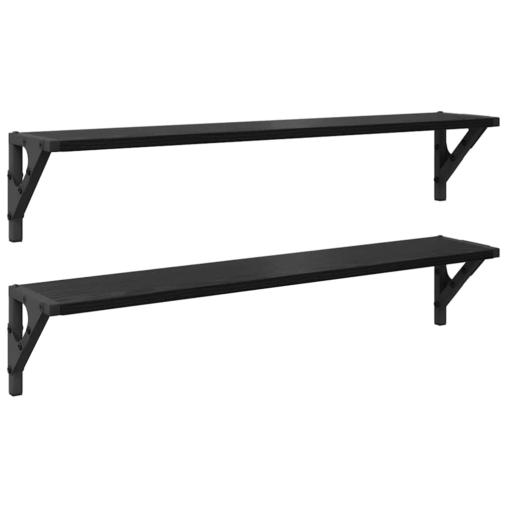 Wall Shelves 2 pcs Black Oak 80 x 15 x 15.5 cm Engineered Wood