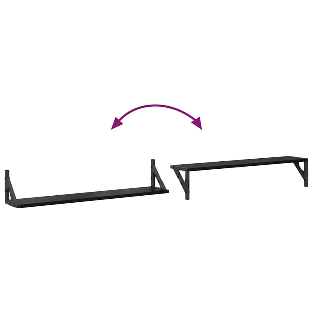 Wall Shelves 2 pcs Black Oak 80 x 15 x 15.5 cm Engineered Wood