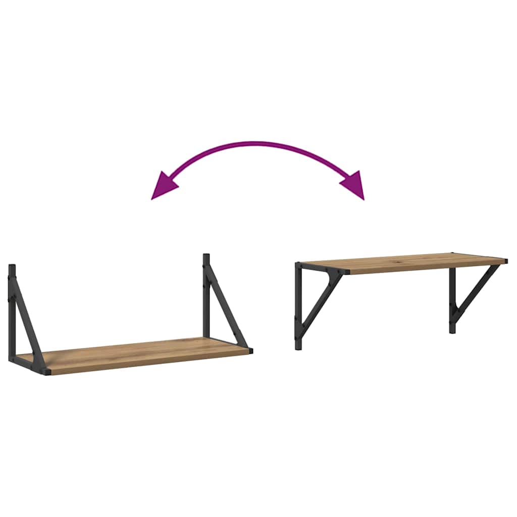 Wall Shelves 2 pcs Artisan Oak 60 x 25 x 25.5 cm