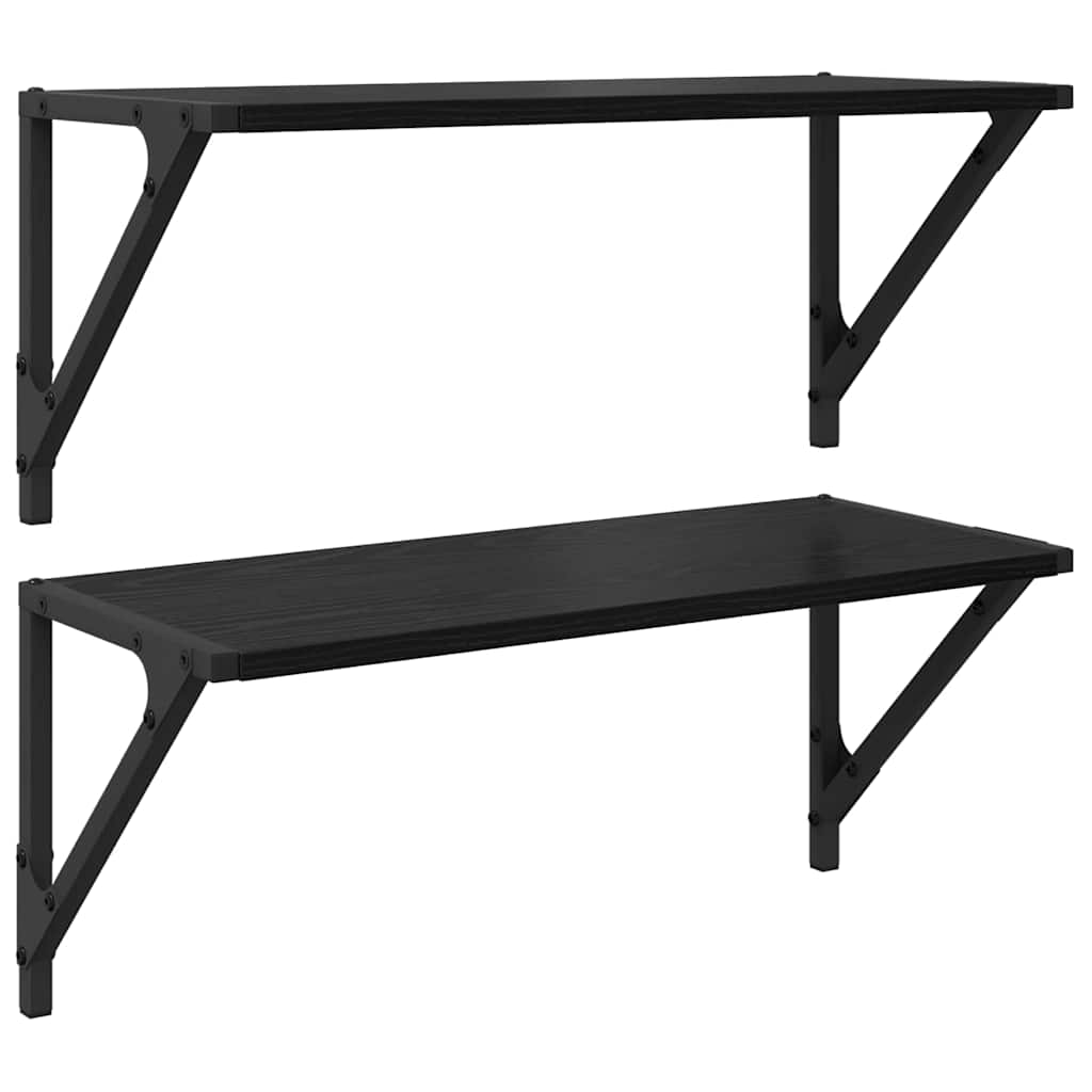 Wall Shelves 2 pcs Black Oak 60 x 25 x 25.5 cm Engineered Wood