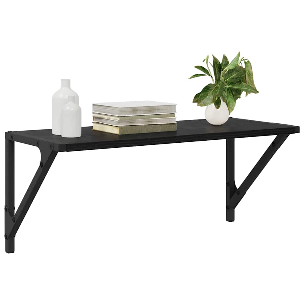 Wall Shelves 2 pcs Black Oak 60 x 25 x 25.5 cm Engineered Wood