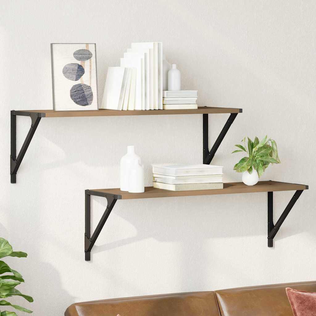 Wall Shelves with Shelf 2 pcs Artisan Oak 80 x 25 x 25.5 cm