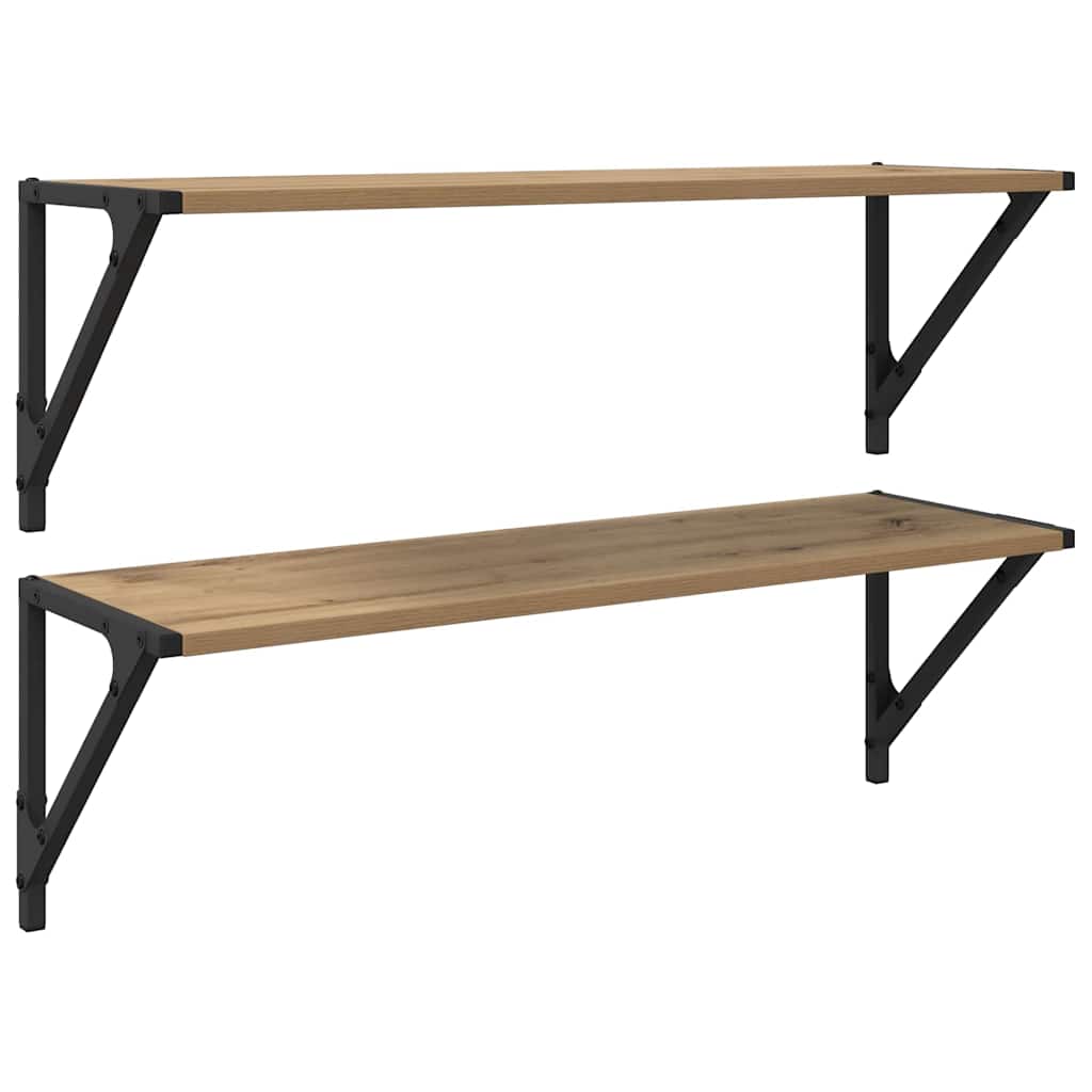 Wall Shelves with Shelf 2 pcs Artisan Oak 80 x 25 x 25.5 cm