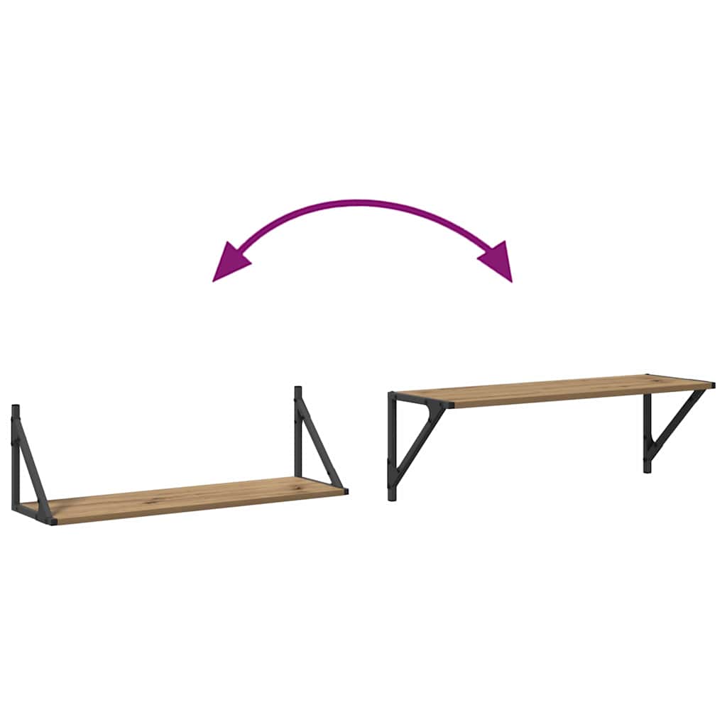 Wall Shelves with Shelf 2 pcs Artisan Oak 80 x 25 x 25.5 cm