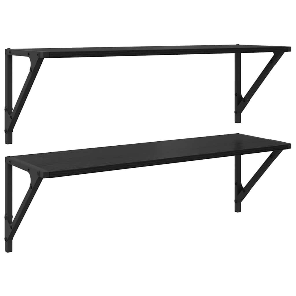 Wall Shelves 2 pcs Black Oak 80 x 25 x 25.5 cm Engineered Wood