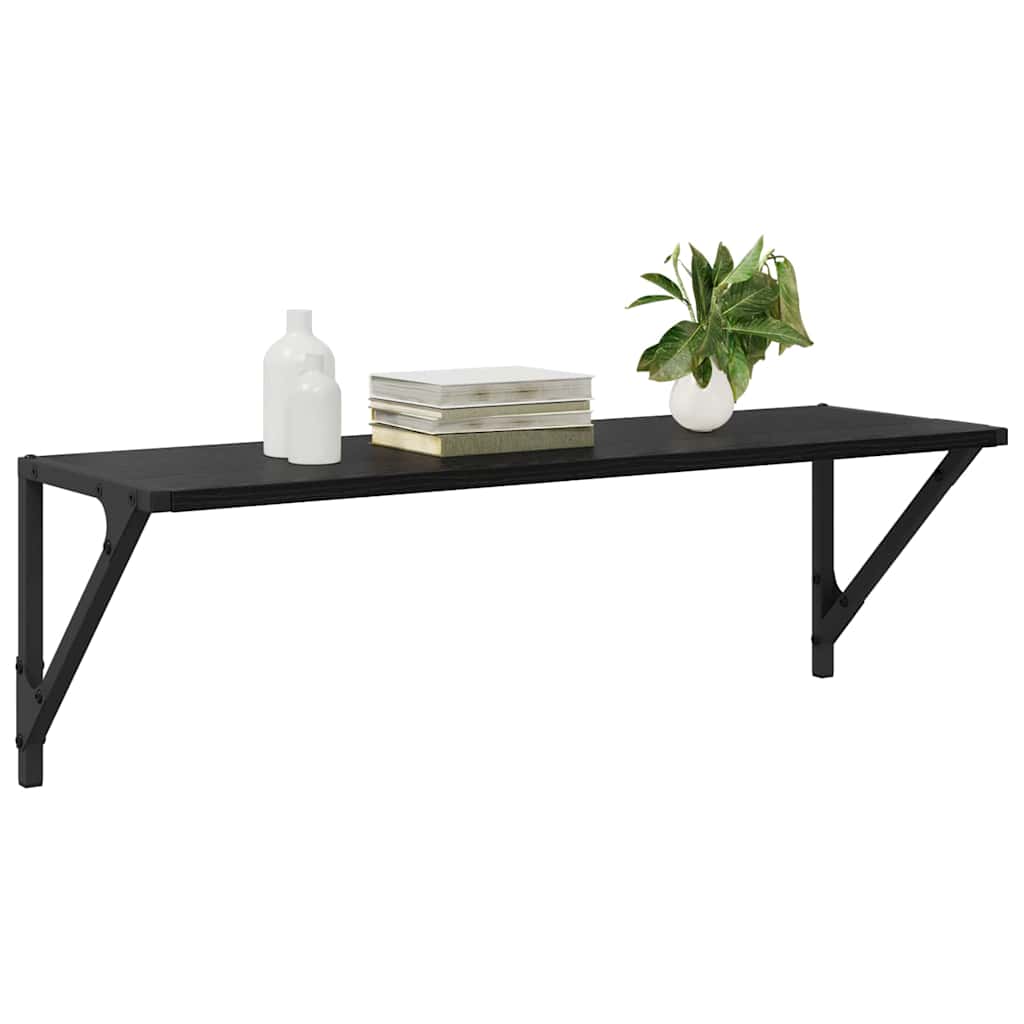 Wall Shelves 2 pcs Black Oak 80 x 25 x 25.5 cm Engineered Wood