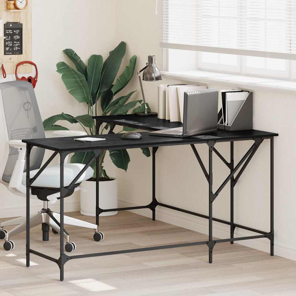 Desk Black Oak 149 x 149 x 75 cm Engineered Wood
