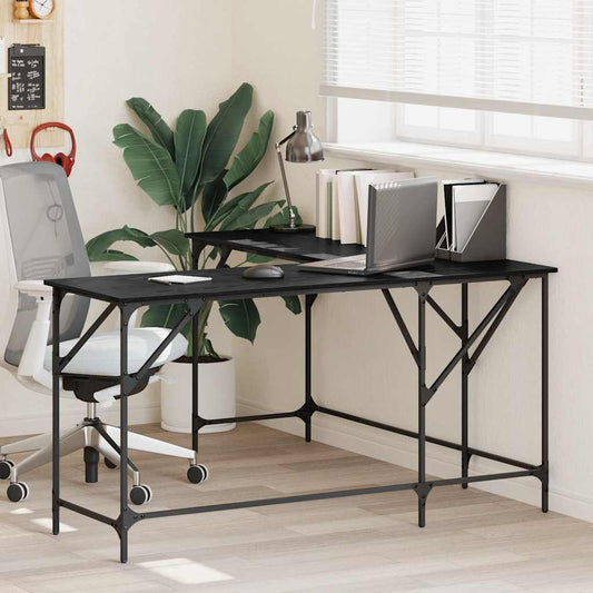 Desk Black Oak 149 x 149 x 75 cm Engineered Wood