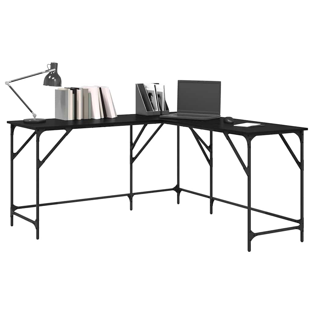 Desk Black Oak 149 x 149 x 75 cm Engineered Wood