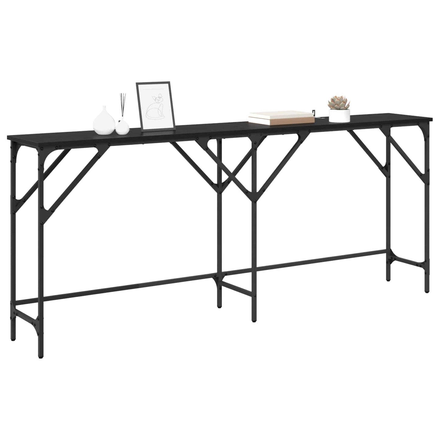 Console Table Black Oak 180 x 30 x 75 cm Engineered Wood