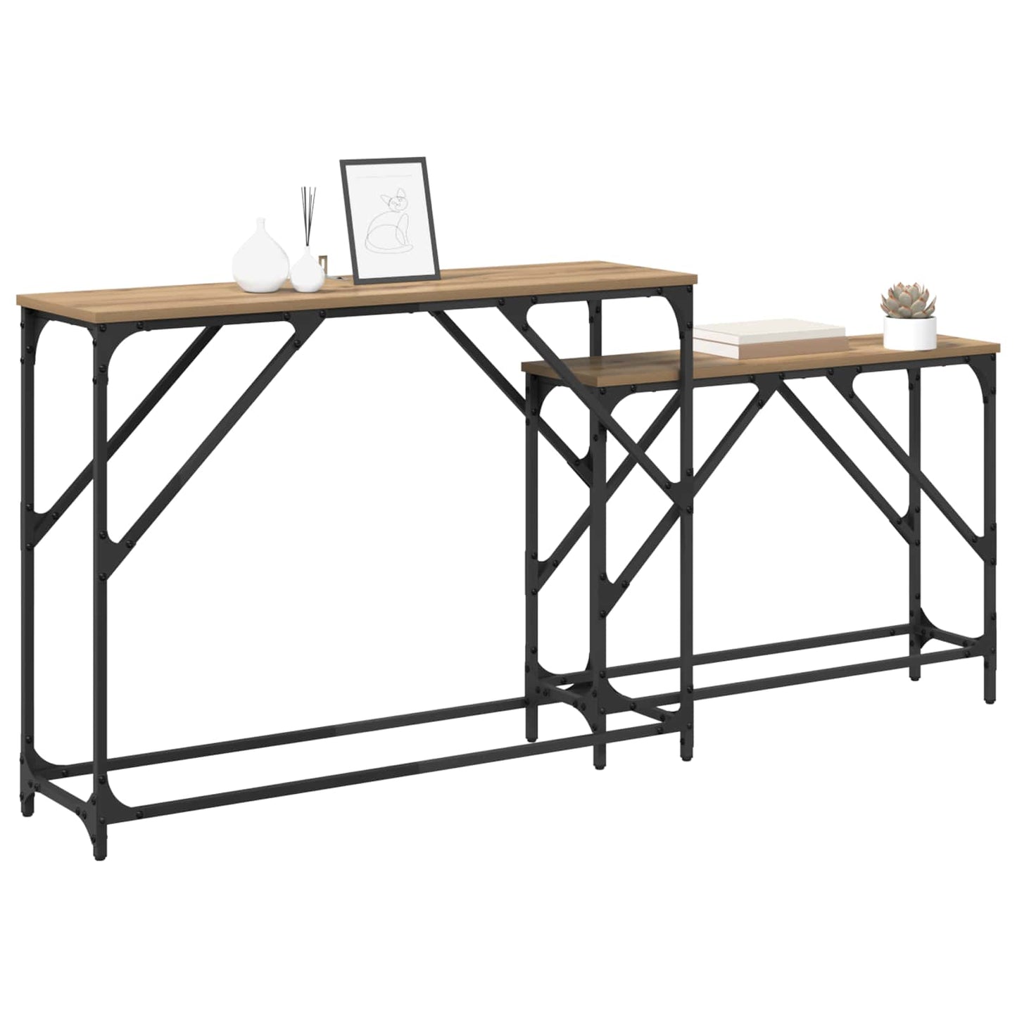 Console Table 2 pcs Artisan Oak 100 x 28 x 75 cm