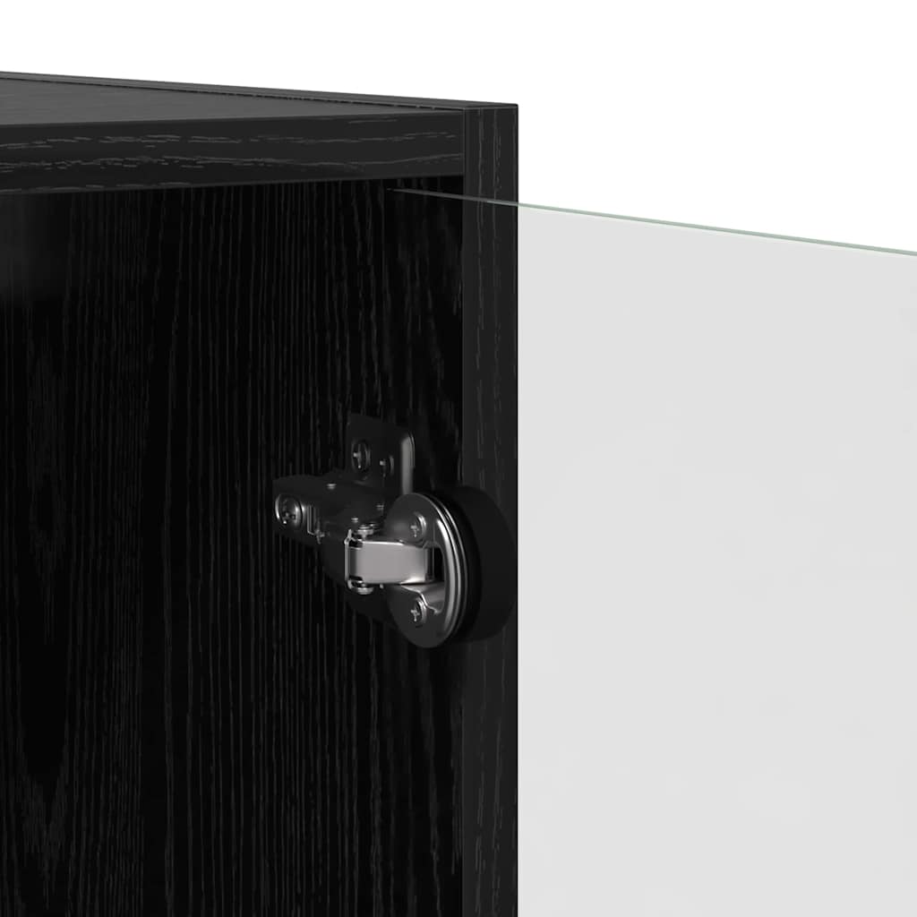 Wall Cabinet 35 x 37 x 102 cm Engineered Wood Black Oak