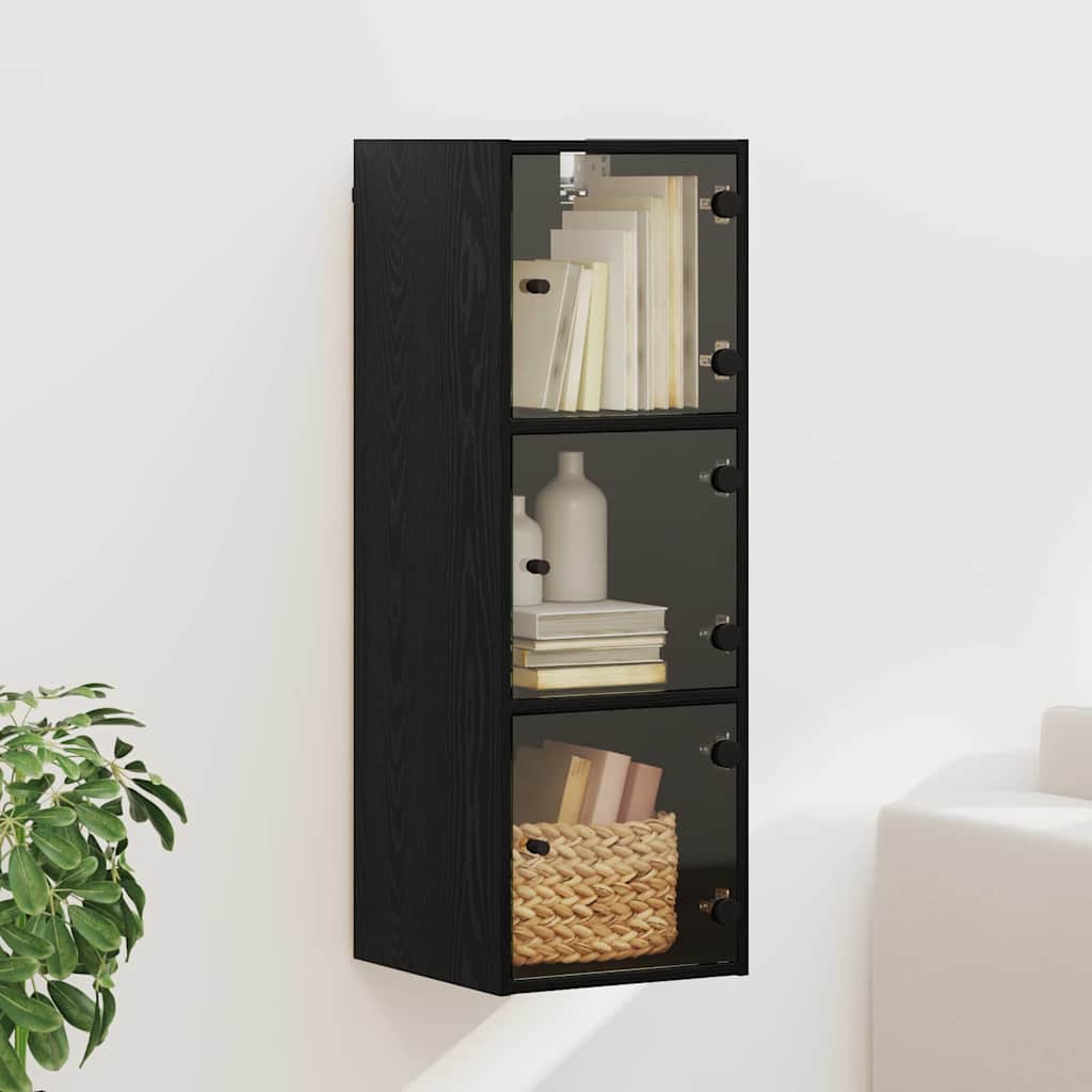 Wall Cabinet 35 x 37 x 102 cm Engineered Wood Black Oak