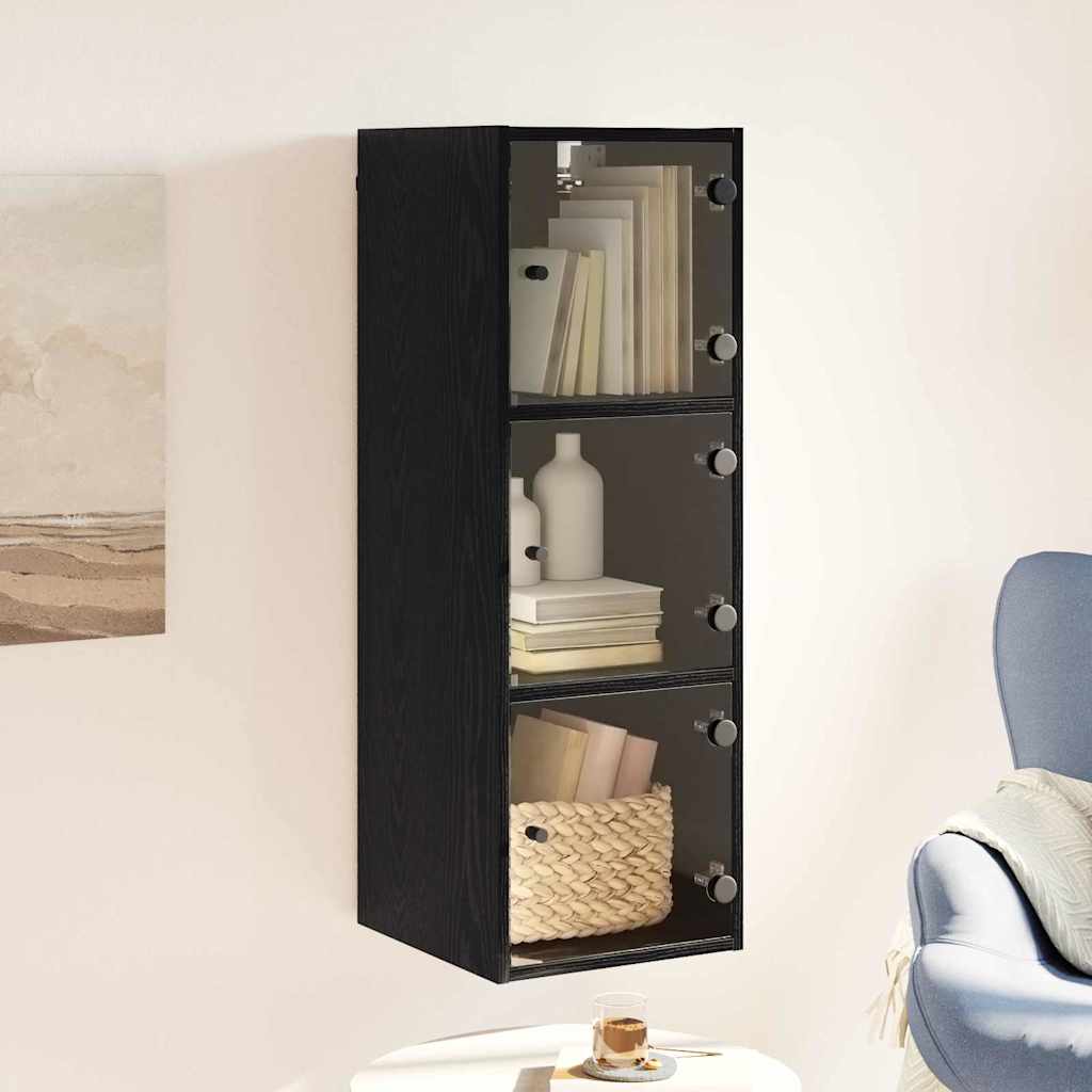 Wall Cabinet 35 x 37 x 102 cm Engineered Wood Black Oak