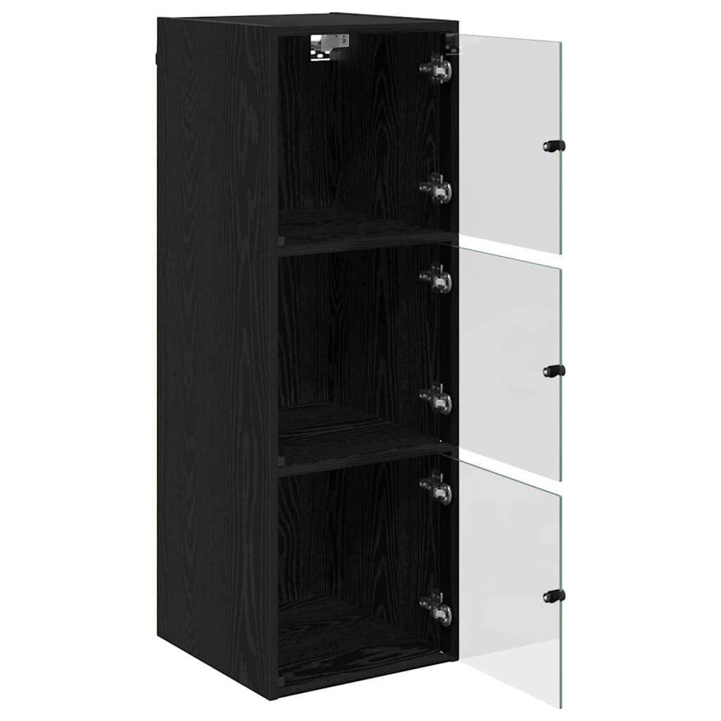 Wall Cabinet 35 x 37 x 102 cm Engineered Wood Black Oak