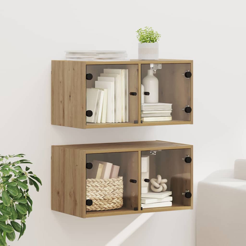Wall Cabinets 2 pcs 68 x 37 x 35 cm Engineered Wood Artisan Oak