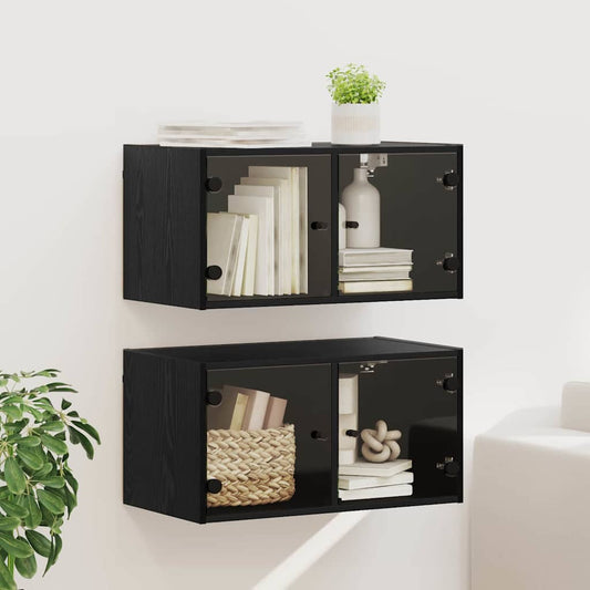 Wall Cabinets 2 pcs Black Oak 68 x 37 x 35 cm Engineered Wood