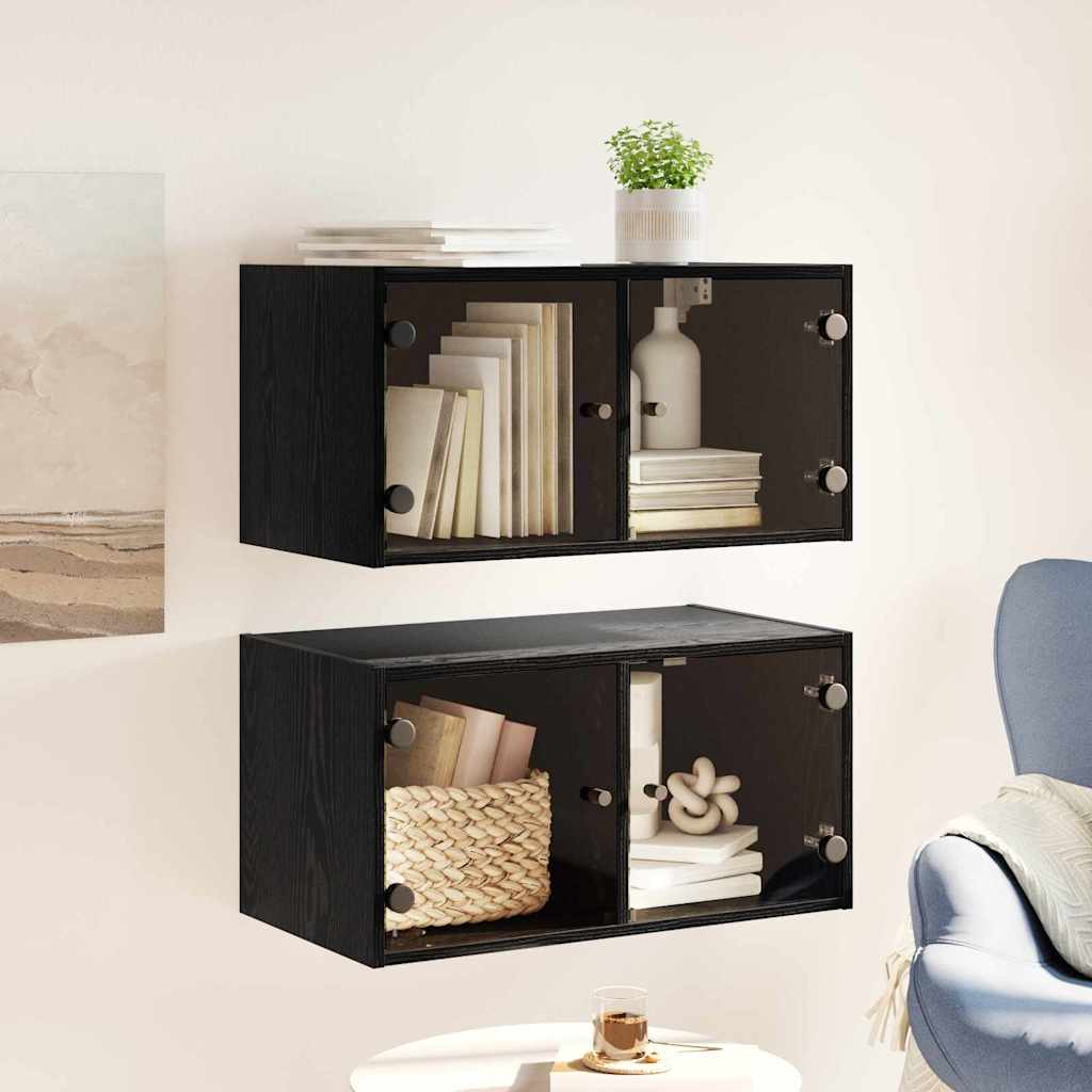 Wall Cabinets 2 pcs 68 x 37 x 35 cm Engineered Wood Black Oak