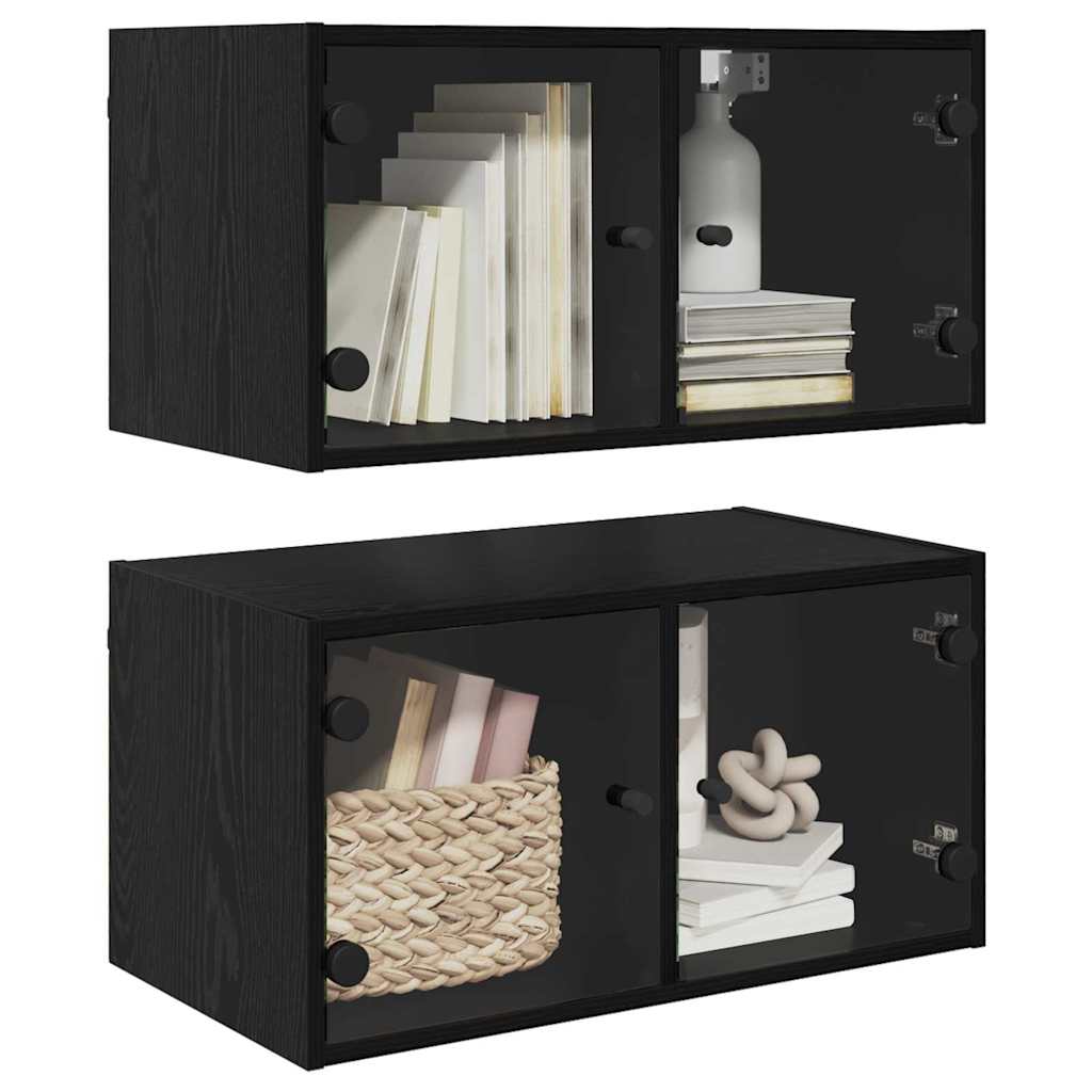Wall Cabinets 2 pcs 68 x 37 x 35 cm Engineered Wood Black Oak