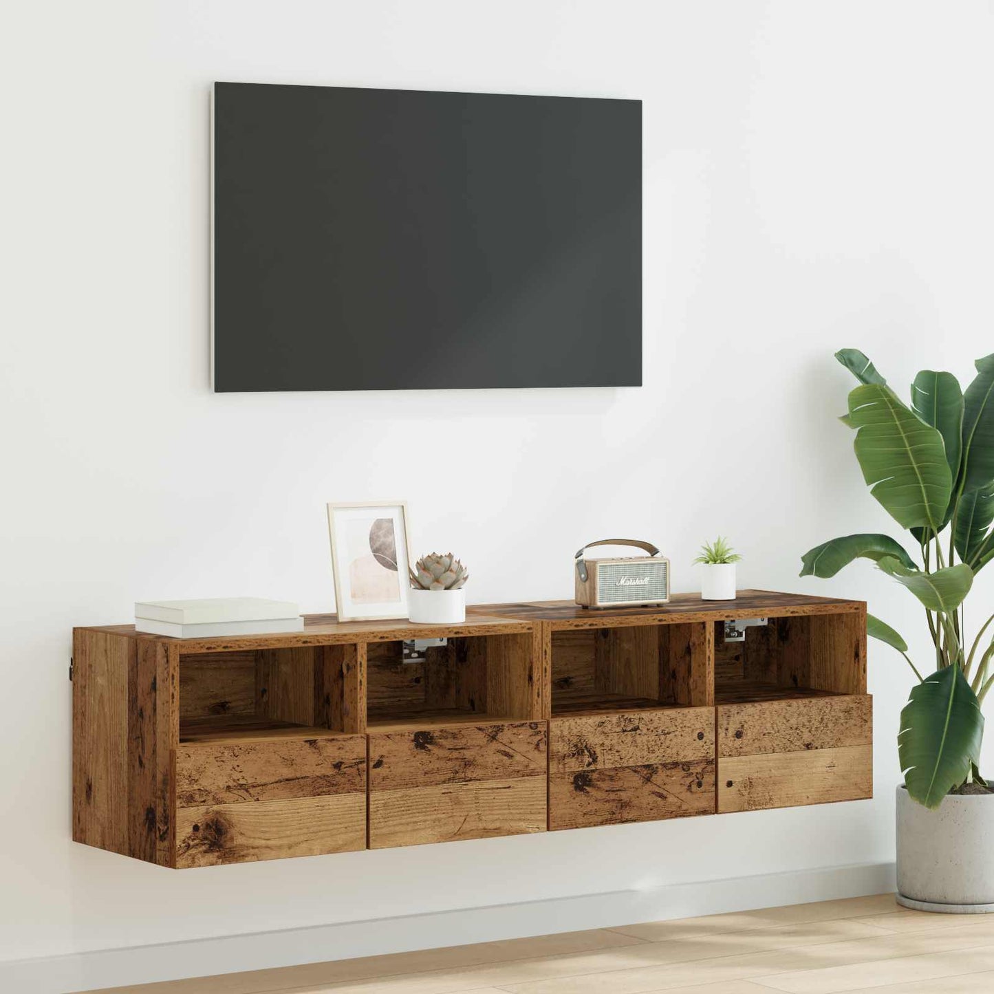 TV Wall Cabinets 2 pcs Old Wood 60 x 30 x 30 cm Engineered Wood