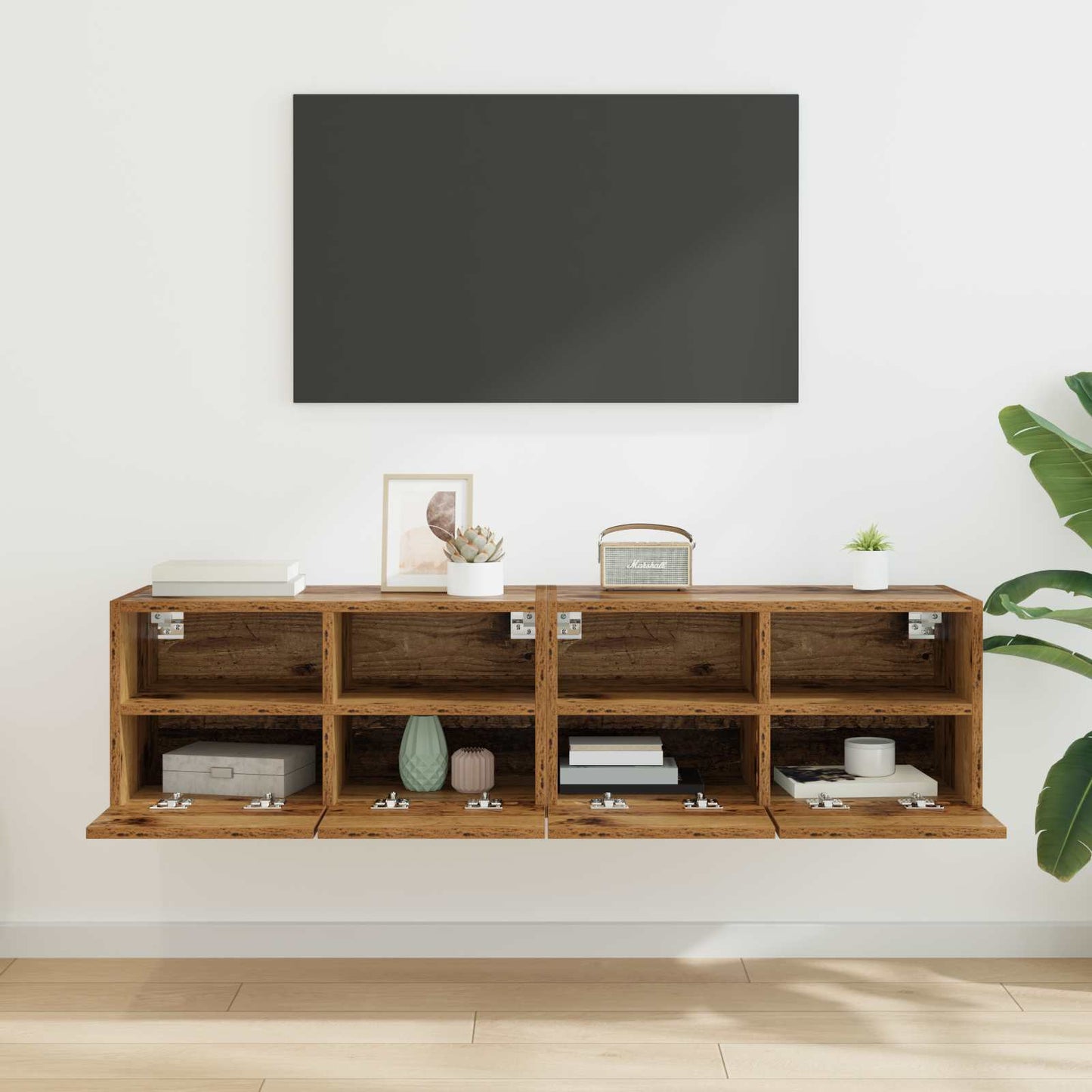 TV Wall Cabinets 2 pcs Old Wood Engineered Wood