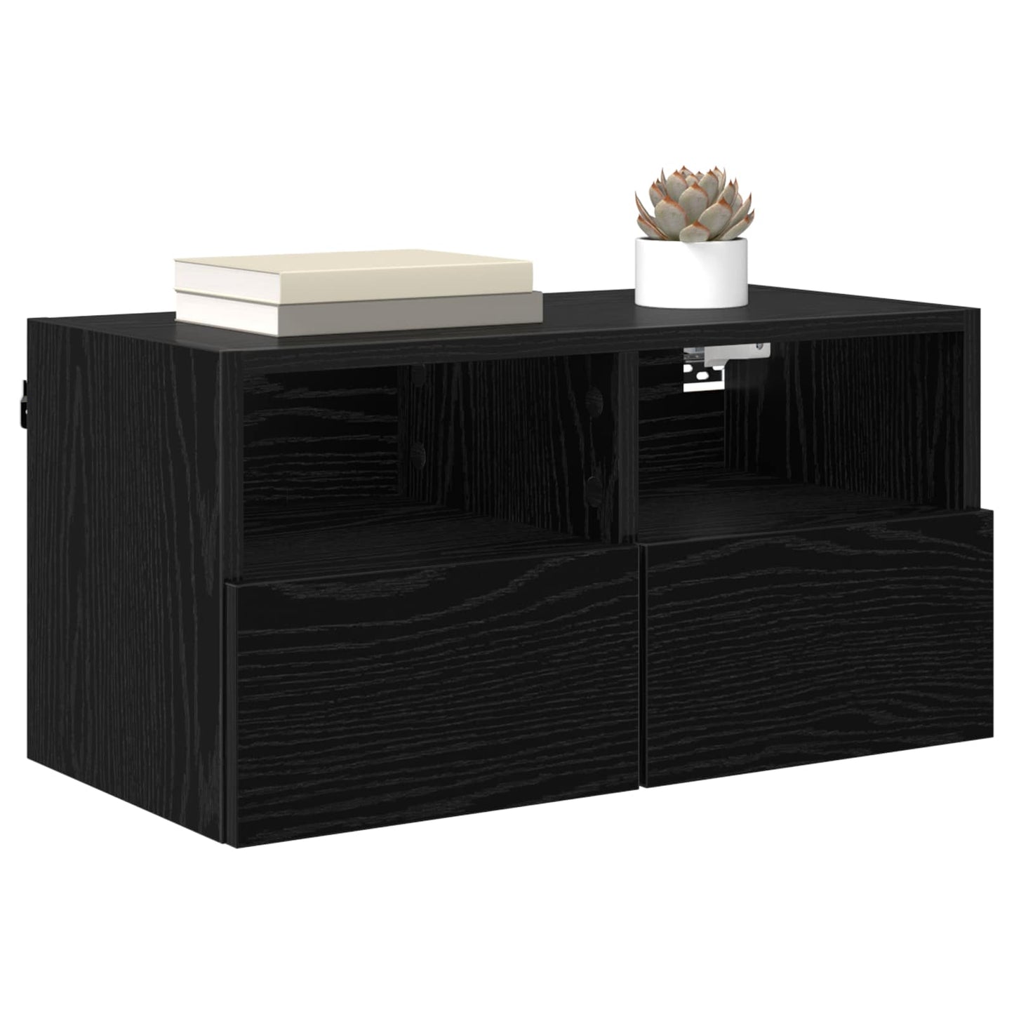 TV Wall Cabinet Black Oak 60 x 30 x 30 cm Engineered Wood