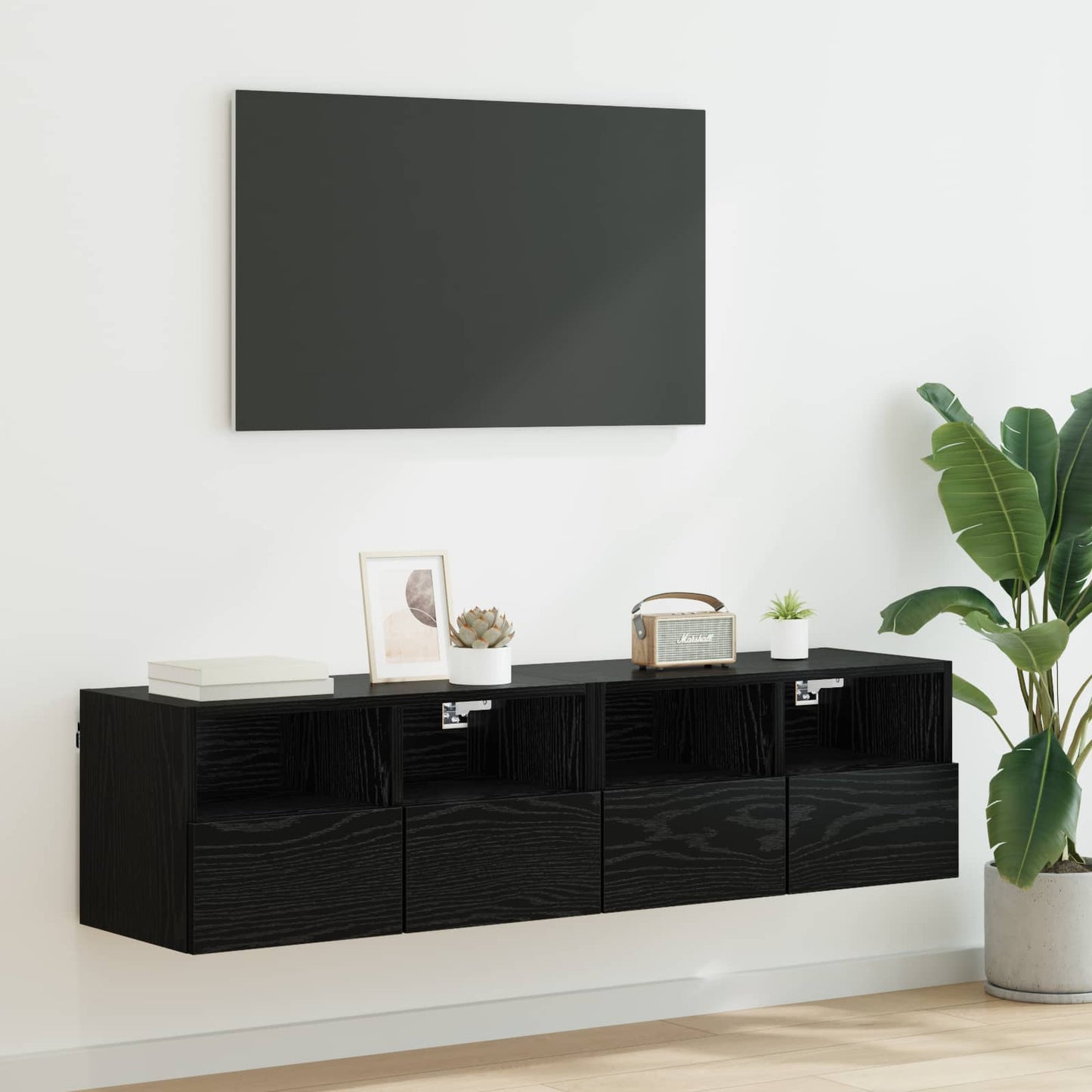 TV Wall Cabinets Wall-mounted 2 pcs Black Oak 60 x 30 x 30 cm