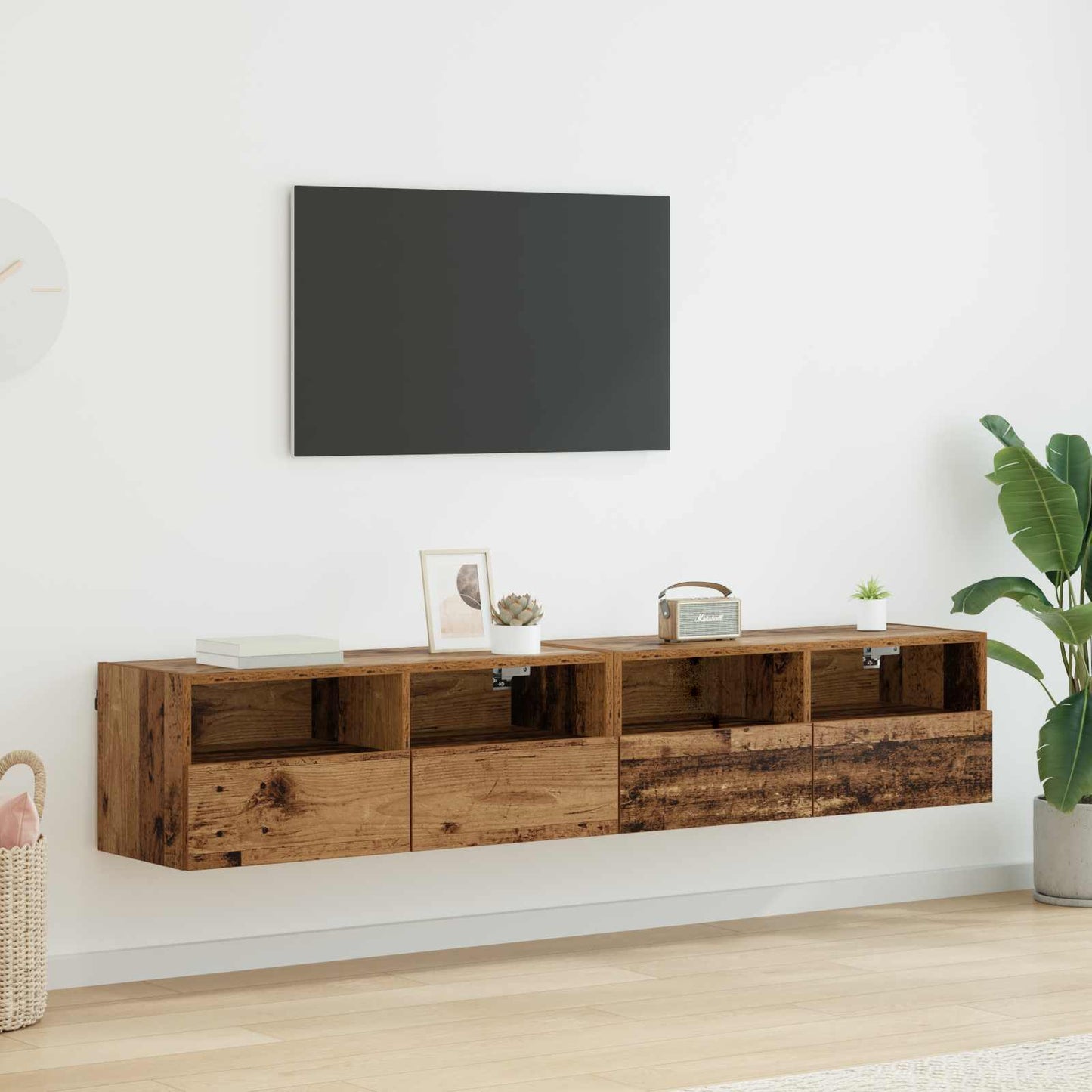 TV Wall Cabinets 2 pcs Old Wood Engineered Wood
