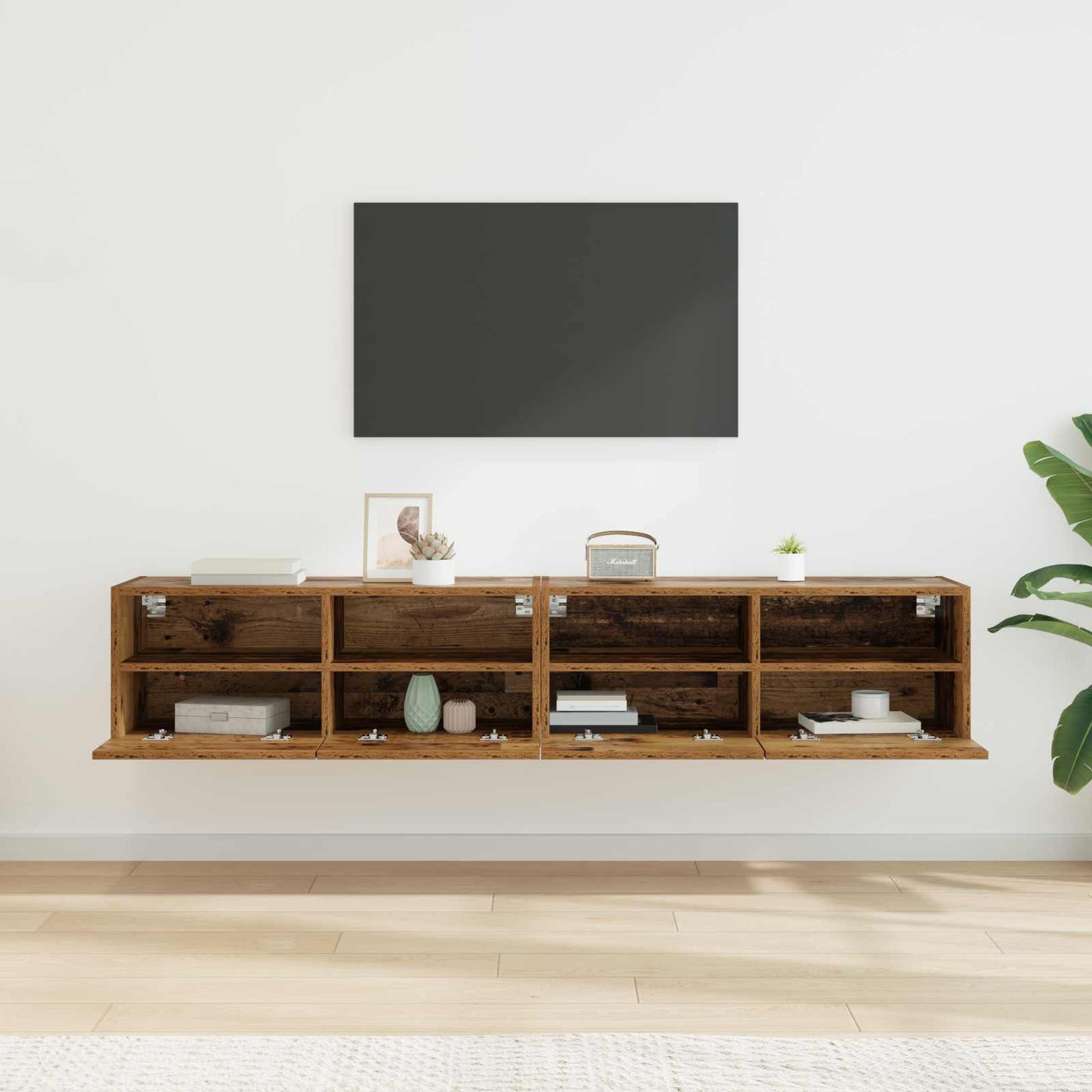 TV Wall Cabinets 2 pcs Old Wood Engineered Wood