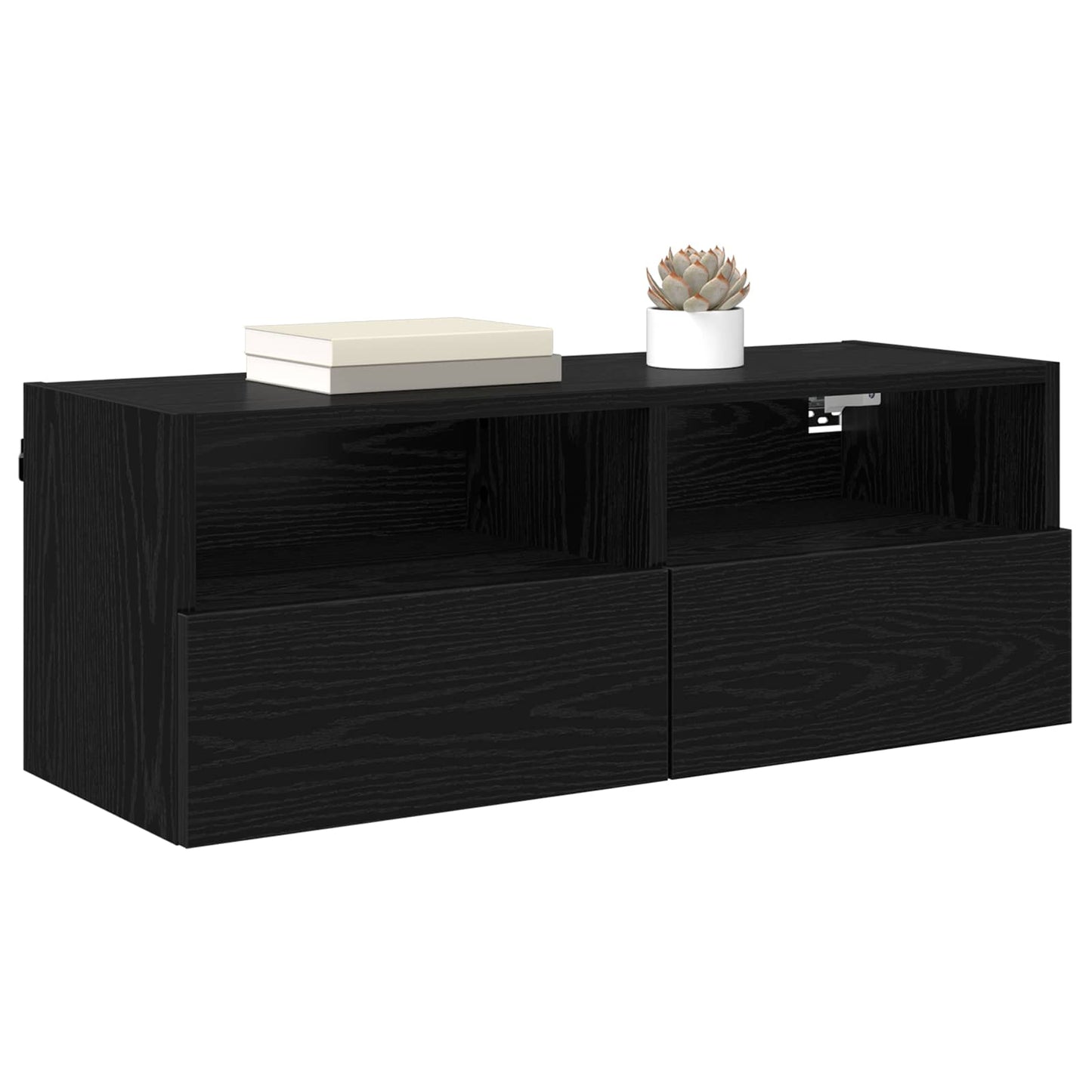 TV Wall Cabinet Black Oak 80 x 30 x 30 cm Engineered Wood