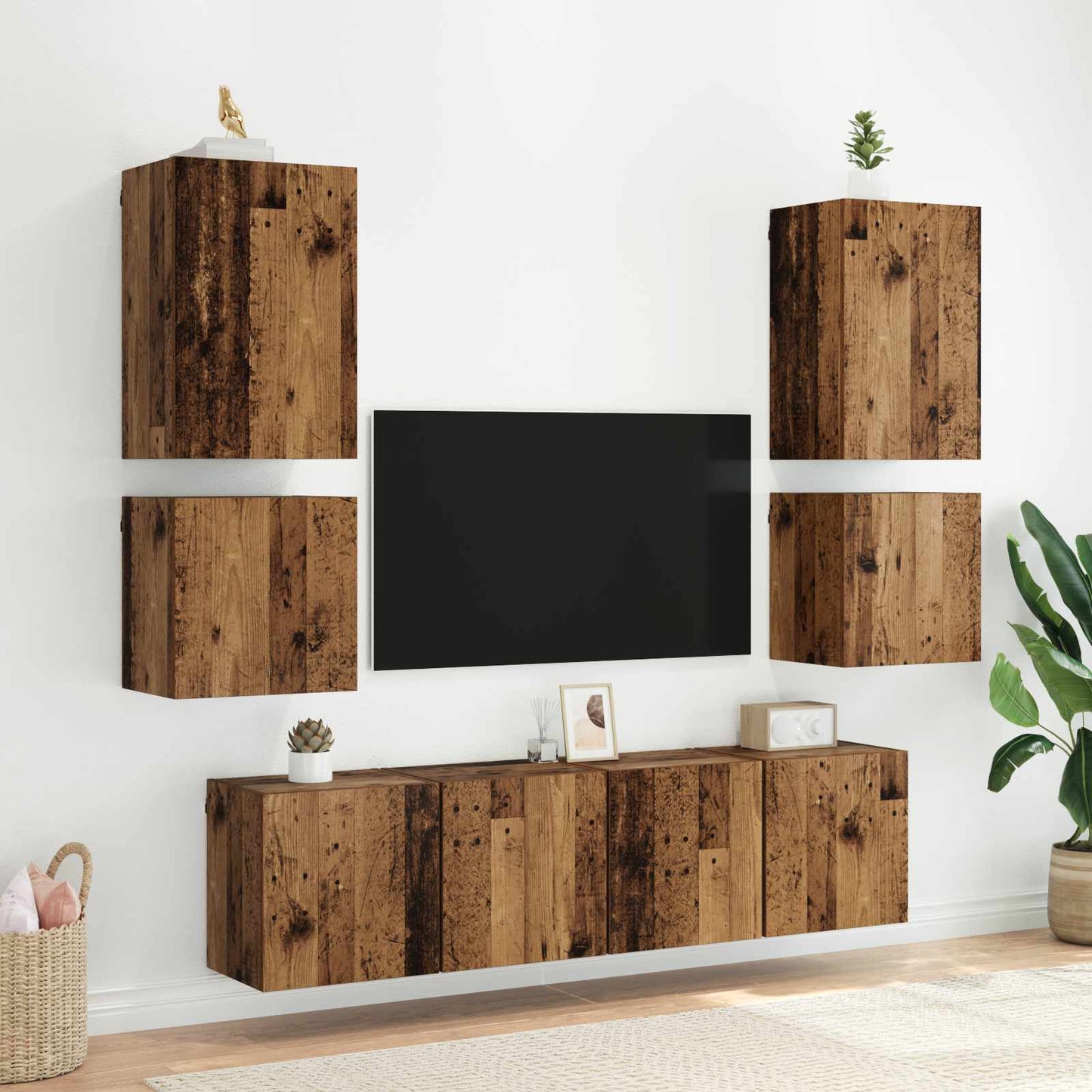 TV Wall Cabinet Old Wood 40.5x30x40cm Engineered Wood
