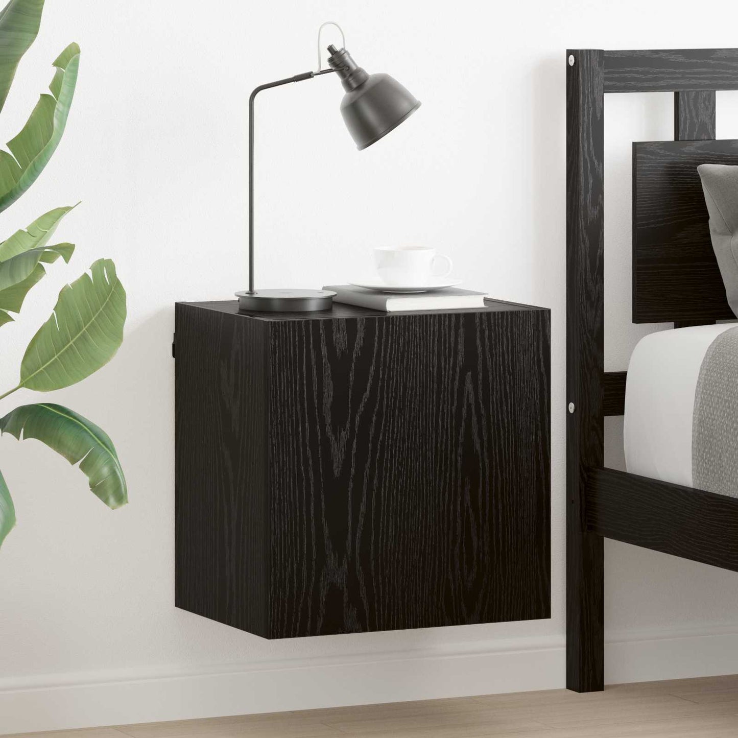 TV Wall Cabinets 2 pcs Black Oak 40.5x30x40cm Engineered Wood
