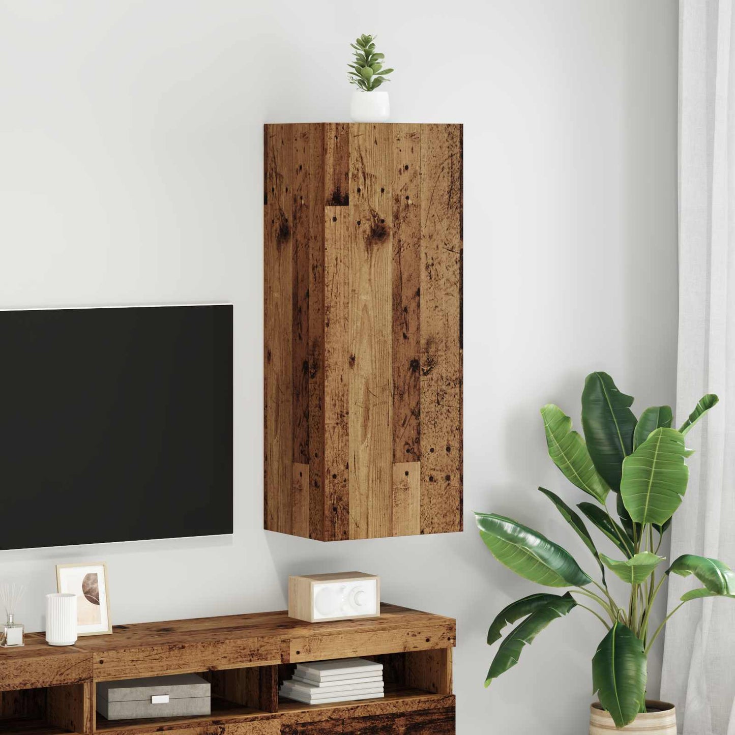 TV Wall Cabinet 40.5 x 30 x 102 cm Old Wood Engineered Wood