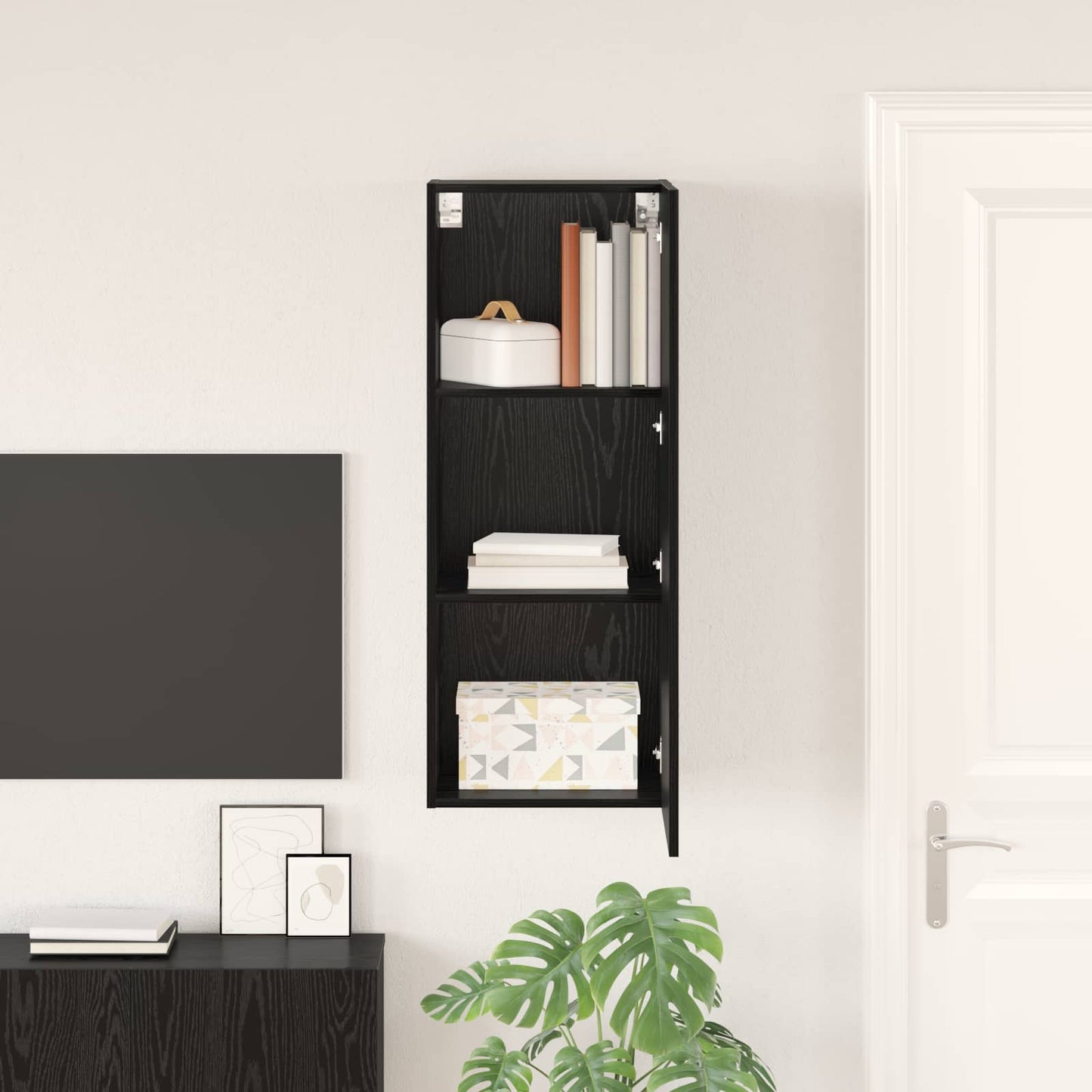 TV Wall Cabinet 40.5 x 30 x 102 cm Black Oak Engineered Wood