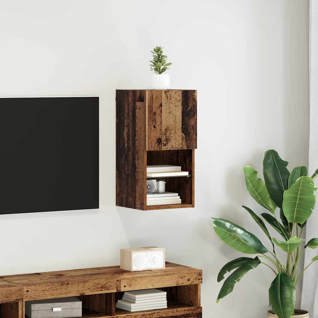 Wall-mounted TV Cabinet with LED Old Wood 30.5 x 30 x 60 cm