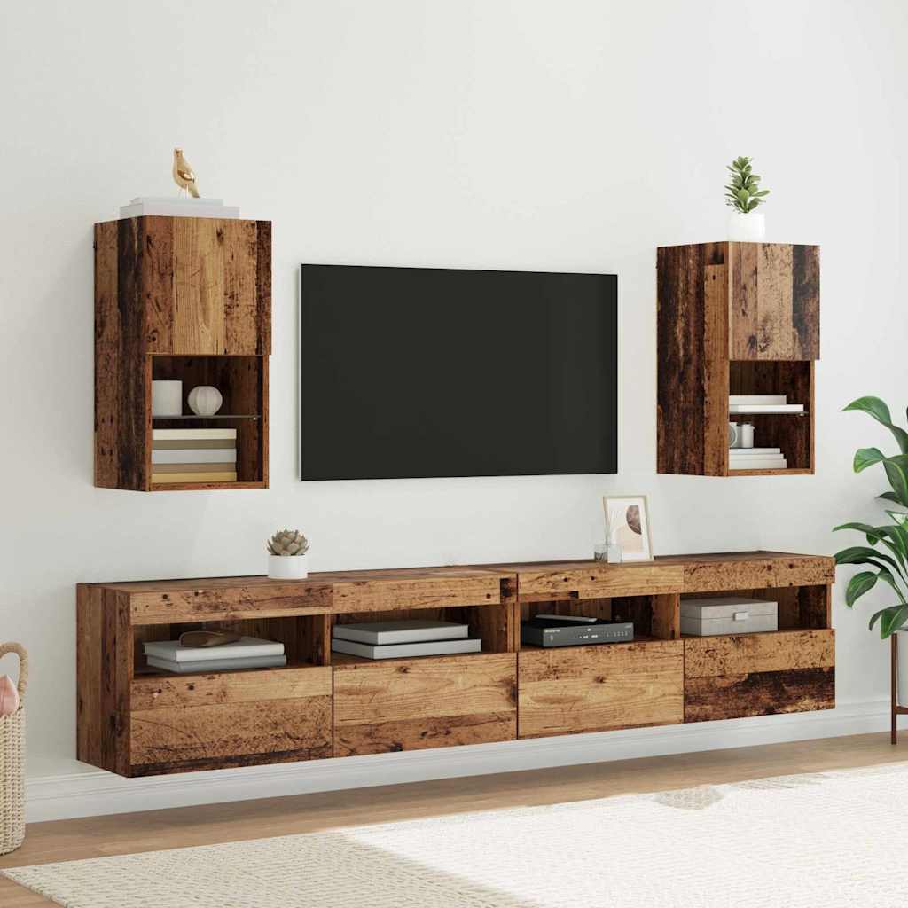 Wall-mounted TV Cabinet with LED Old Wood 30.5 x 30 x 60 cm