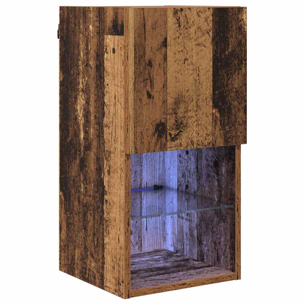 Wall-mounted TV Cabinet with LED Old Wood 30.5 x 30 x 60 cm