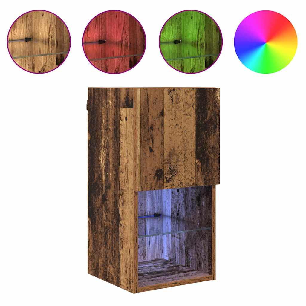 Wall-mounted TV Cabinet with LED Old Wood 30.5 x 30 x 60 cm