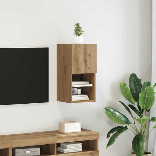Wall-mounted TV Cabinet with LED Artisan Oak 30.5 x 30 x 60 cm