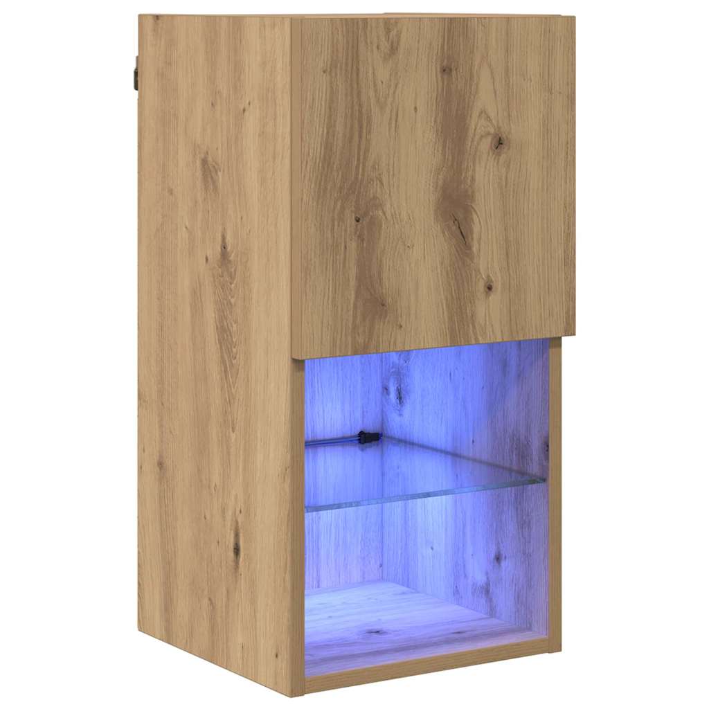 Wall-mounted TV Cabinet with LED Artisan Oak 30.5 x 30 x 60 cm