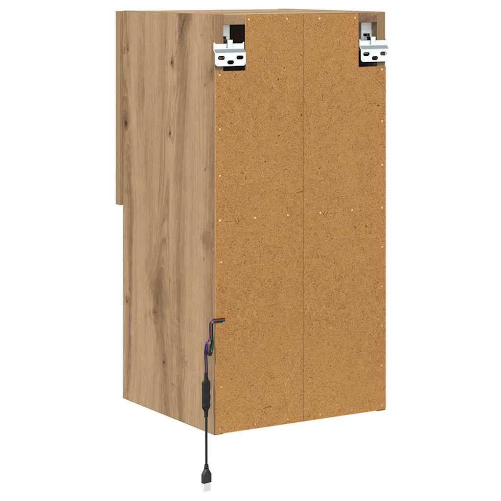 Wall-mounted TV Cabinet with LED Artisan Oak 30.5 x 30 x 60 cm