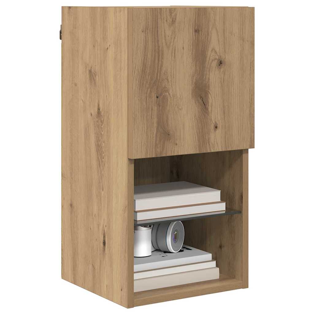 Wall-mounted TV Cabinet with LED Artisan Oak 30.5 x 30 x 60 cm