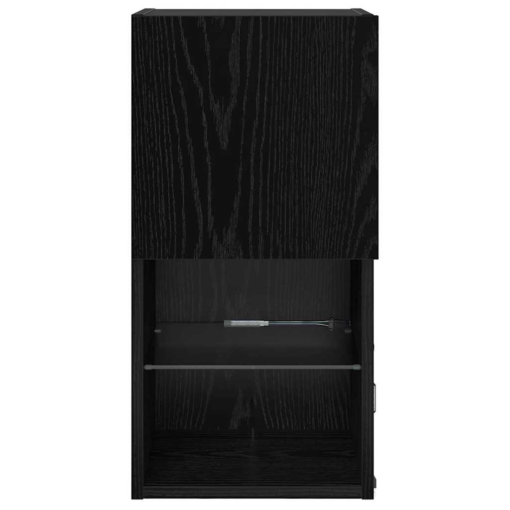 Wall-mounted TV Cabinet with LED Black Oak 30.5 x 30 x 60 cm