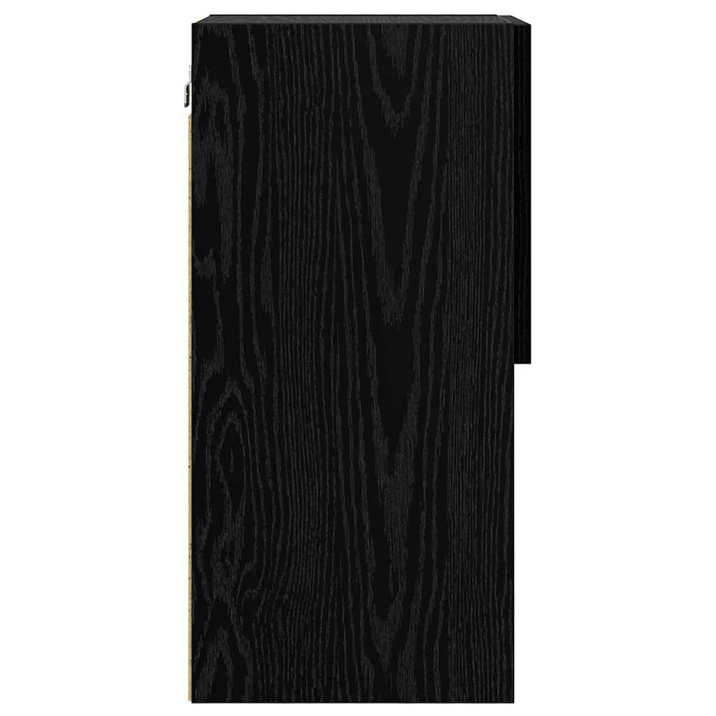 Wall-mounted TV Cabinet with LED Black Oak 30.5 x 30 x 60 cm