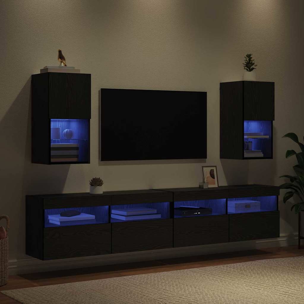 Wall-mounted TV Cabinets 2 pcs Black Oak 30.5 x 30 x 60 cm