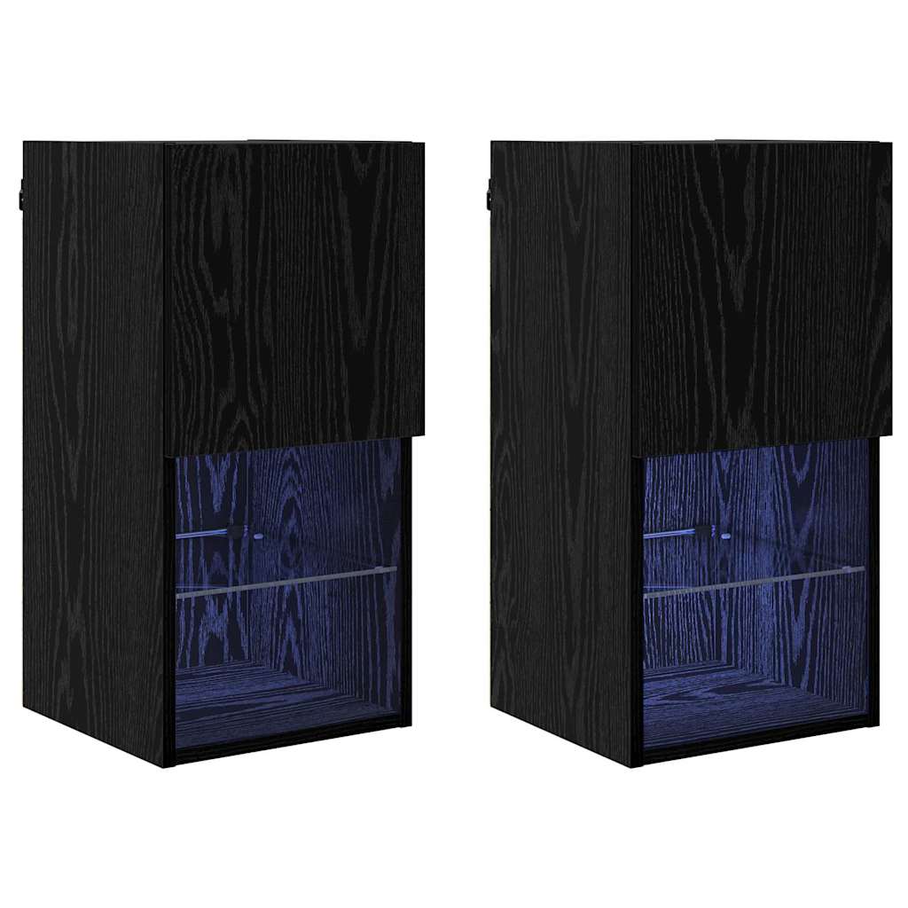 Wall-mounted TV Cabinets 2 pcs Black Oak 30.5 x 30 x 60 cm