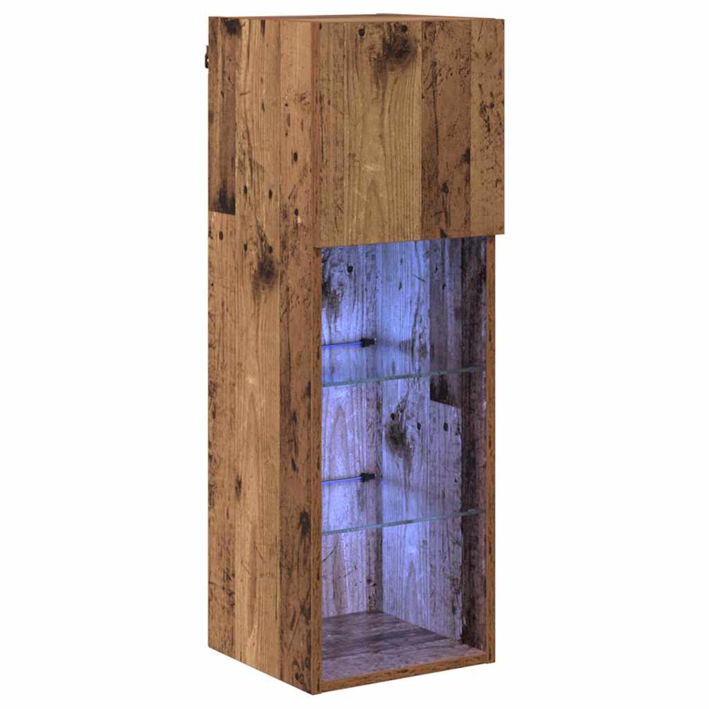 Wall-mounted TV Cabinet with LED Old Wood 30.5 x 30 x 90 cm