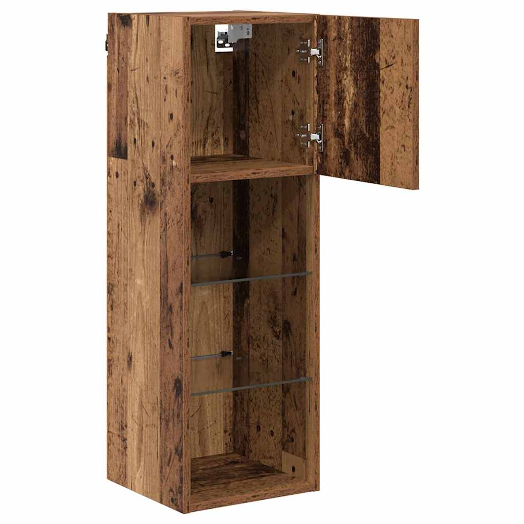 Wall-mounted TV Cabinet with LED Old Wood 30.5 x 30 x 90 cm